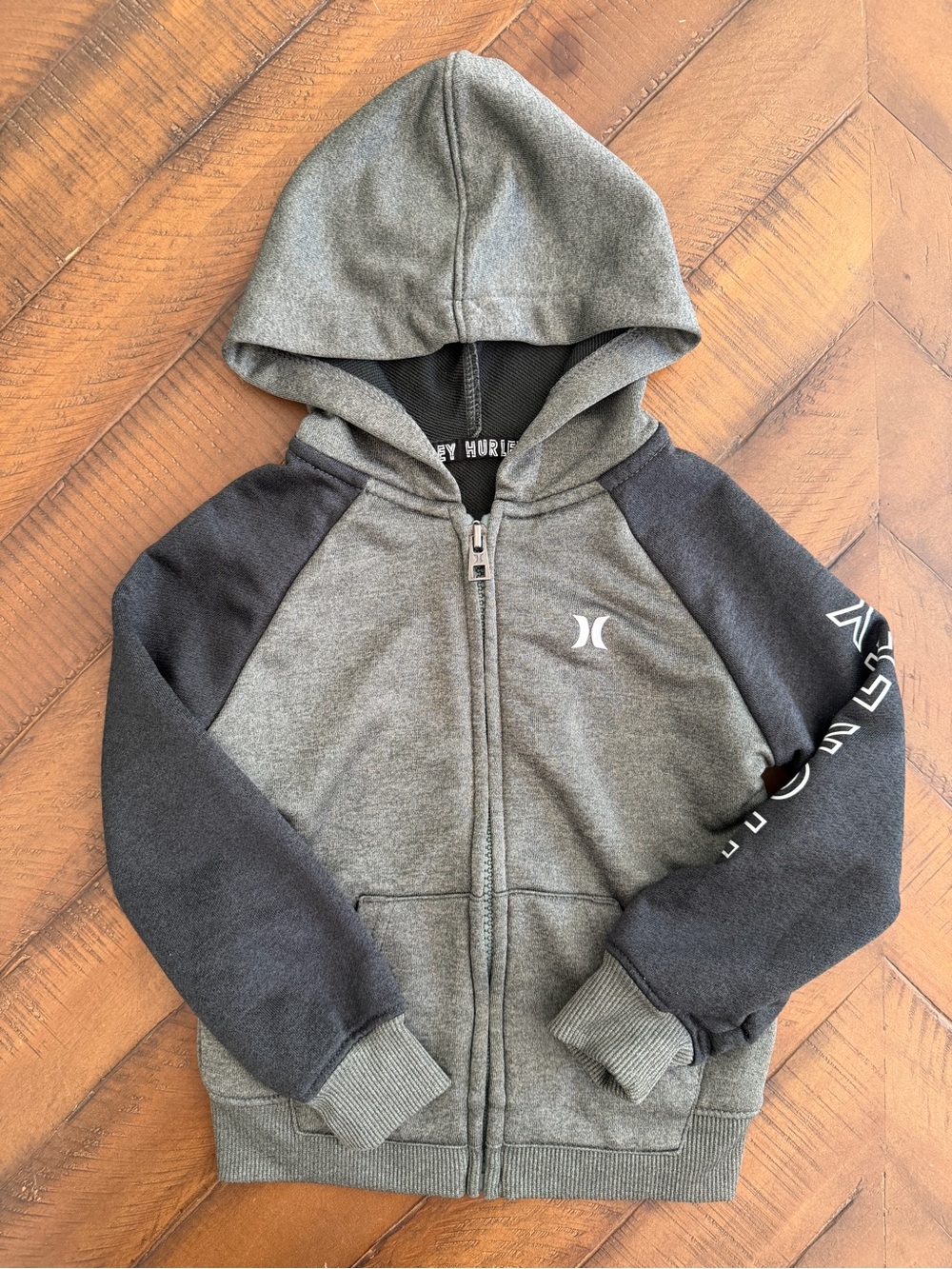 Hurley Kids' Grey and Charcoal Zip Hoodie
